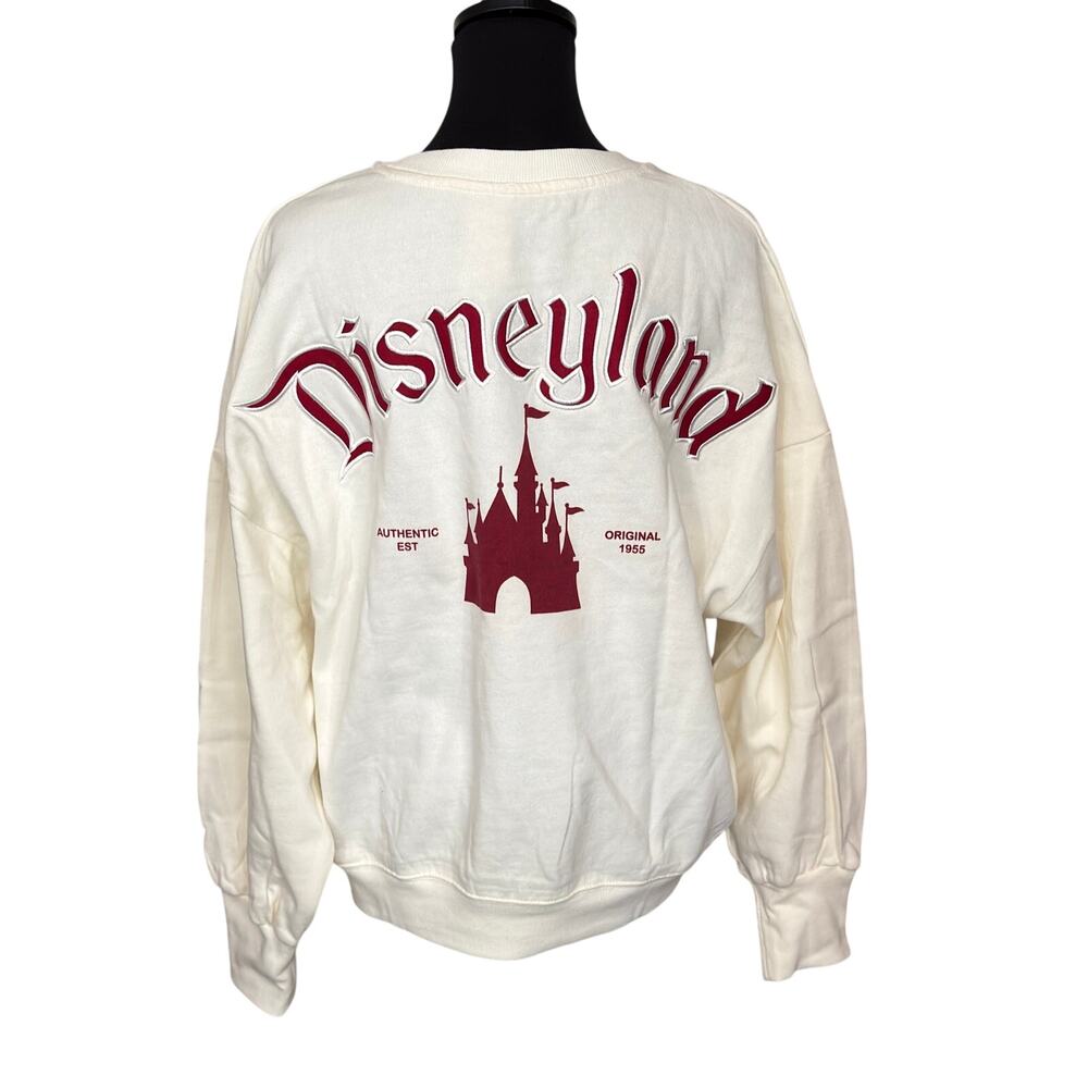 Disneyland Crew Neck Sweatshirt Cream With Red Letters & Castle Women’s Large L